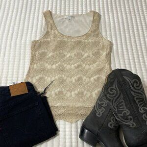Banana Republic Cream Lace Lined Tank Top Size XS